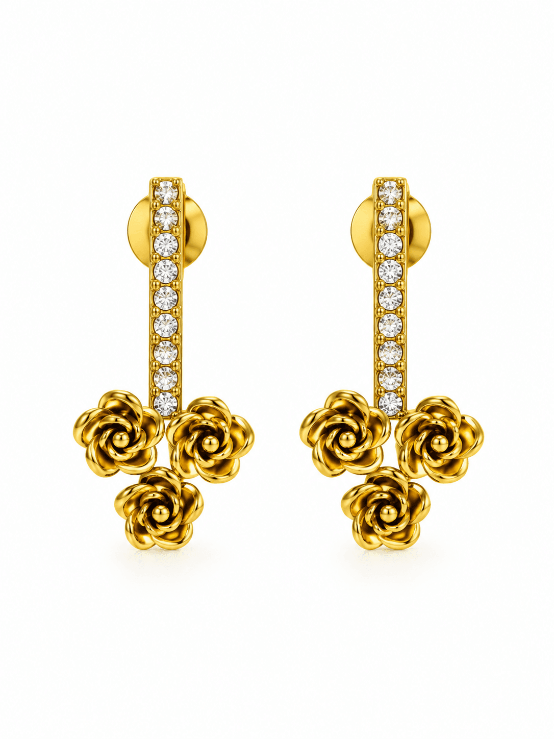 Rose Trio Crystal Drop Earrings, photo 2