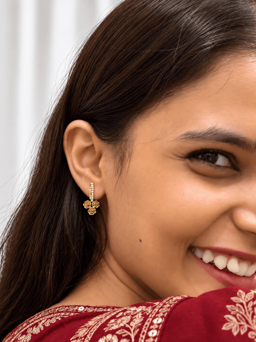 Rose Trio Crystal Drop Earrings