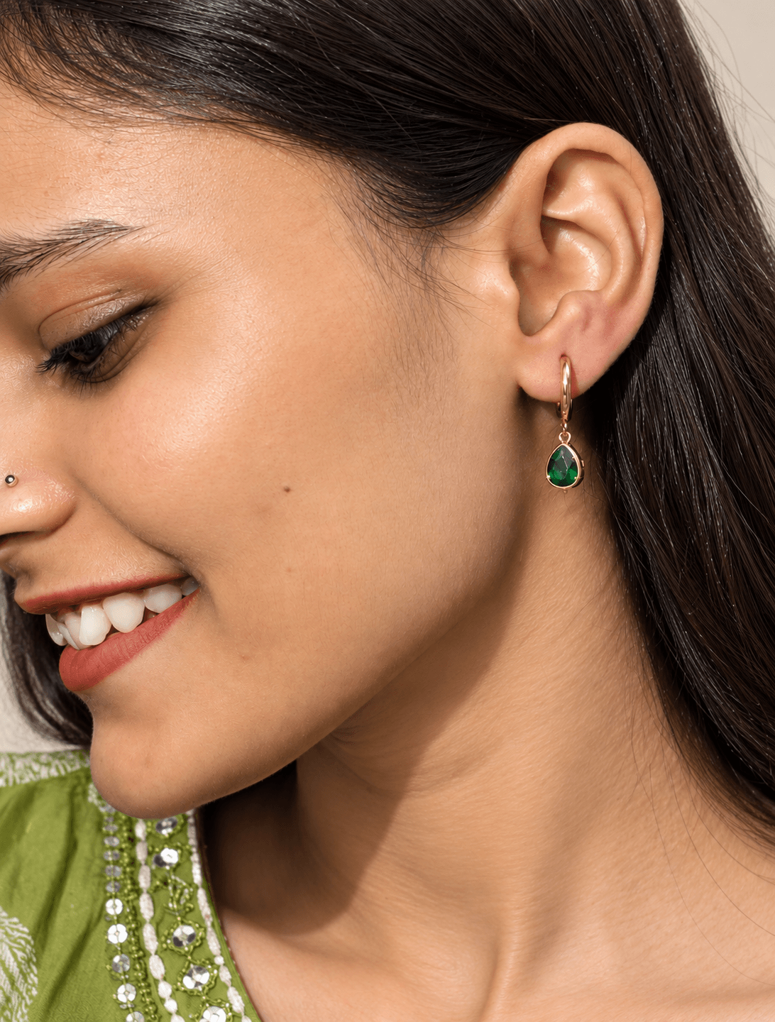 Emerald Glow Bali Earrings, photo 3