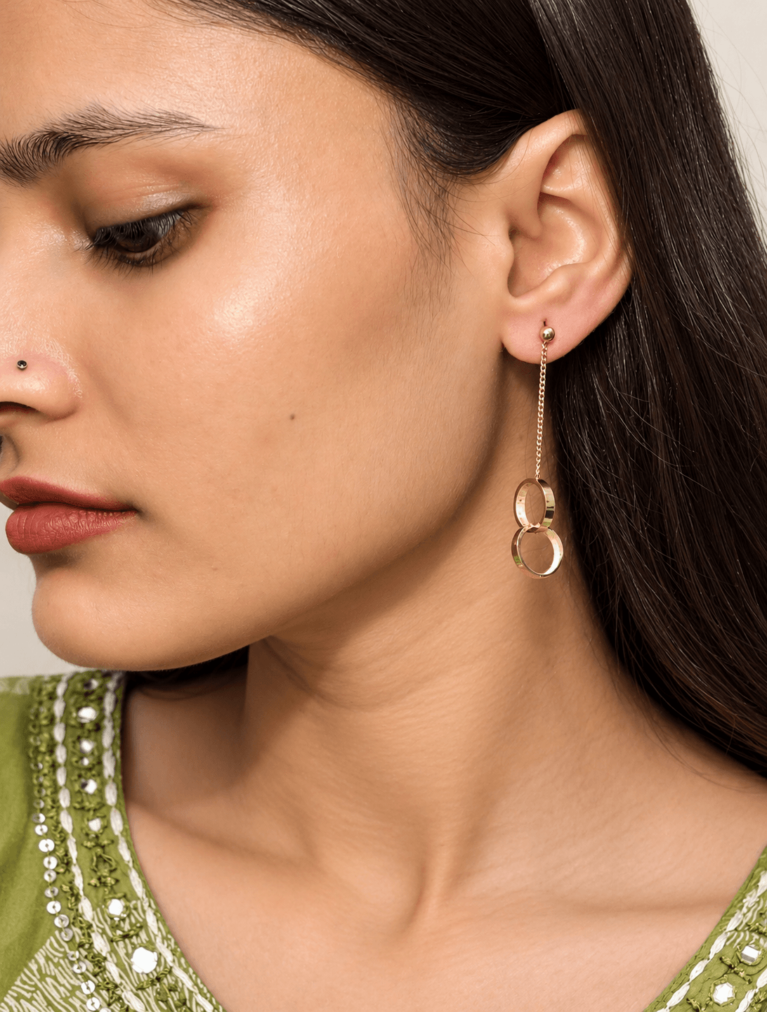 Double ring Long Chain Earrings, photo 4