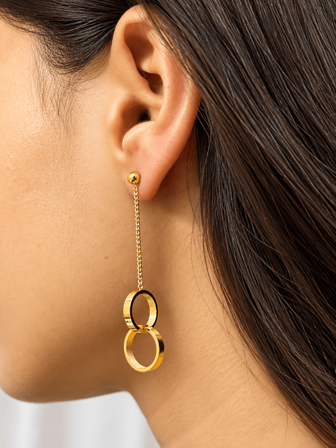 Double ring Long Chain Earrings